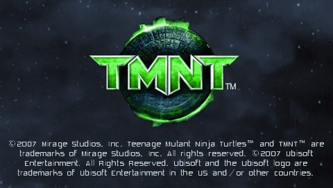 TMNT: Teenage Mutant Ninja Turtles title screen for PSP